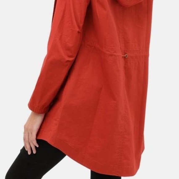 Long Line Hooded Utility Anorak Jacket Coat (Rust Color) - Picture 3 of 3